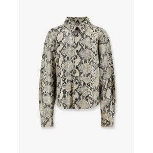 Alysi Women Python Print Leather Shirt